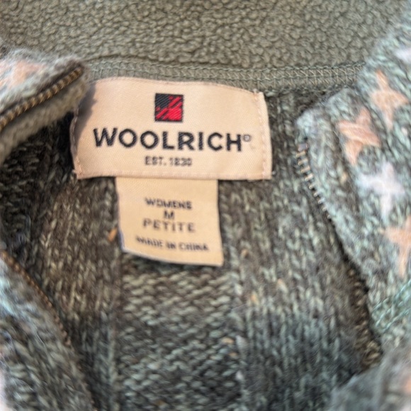 Woolrich Sage Heather 1/4 Zip Sweater Size Medium Wool Blend Long Sleeve - Picture 4 of 7